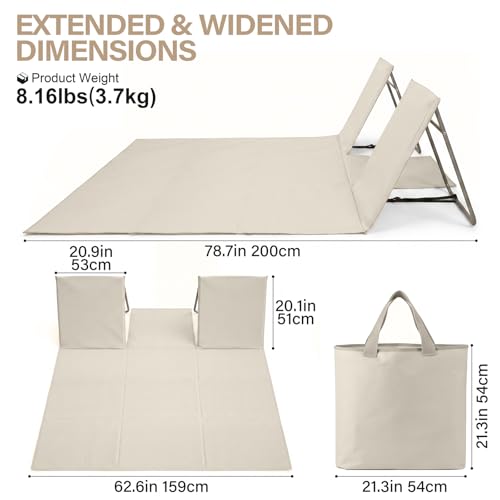 CAMPHILL 2-Person Portable Beach Lounge Chair, Beige