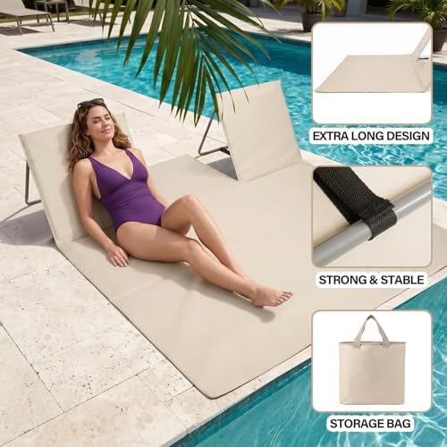 CAMPHILL 2-Person Portable Beach Lounge Chair, Beige