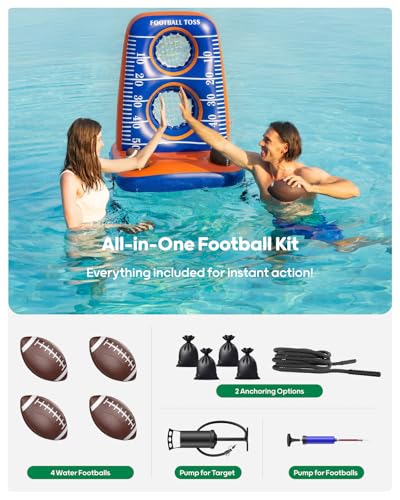 QPAU Inflatable Football Toss Pool Game with 4 Balls