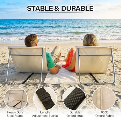 CAMPHILL 2-Person Portable Beach Lounge Chair, Beige