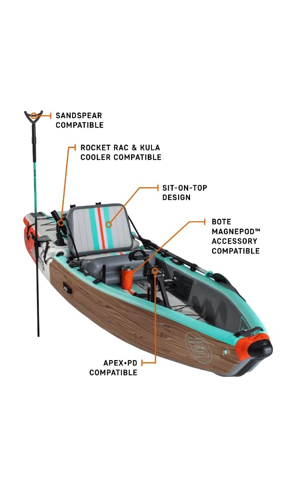 BOTE Lono Aero Inflatable Kayak Convertible Stand Up Paddle Board for Single Rider Adults Kids Family Friendly Blow Up Fishing MAGNEPod Compatible