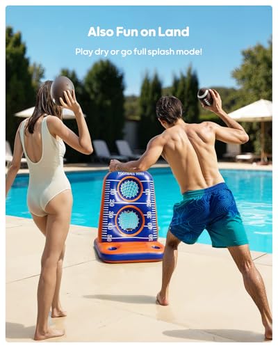QPAU Inflatable Football Toss Pool Game with 4 Balls