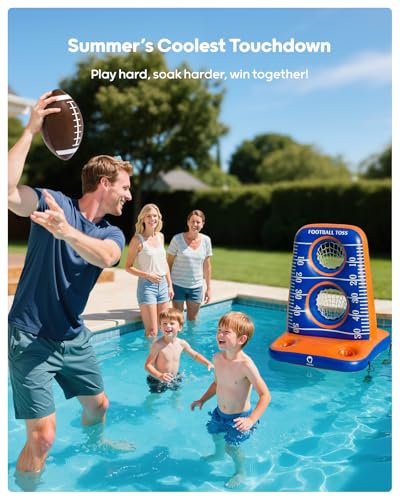 QPAU Inflatable Football Toss Pool Game with 4 Balls
