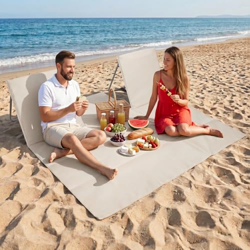 CAMPHILL 2-Person Portable Beach Lounge Chair, Beige