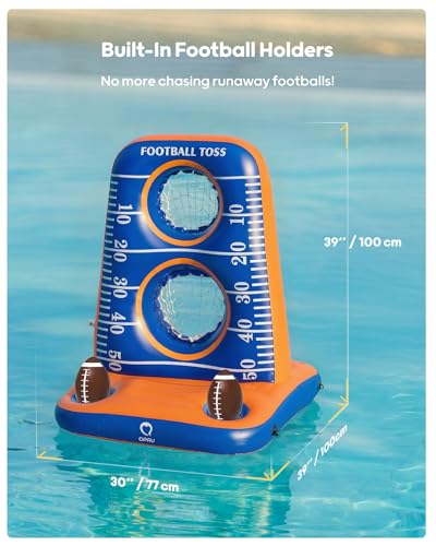 QPAU Inflatable Football Toss Pool Game with 4 Balls