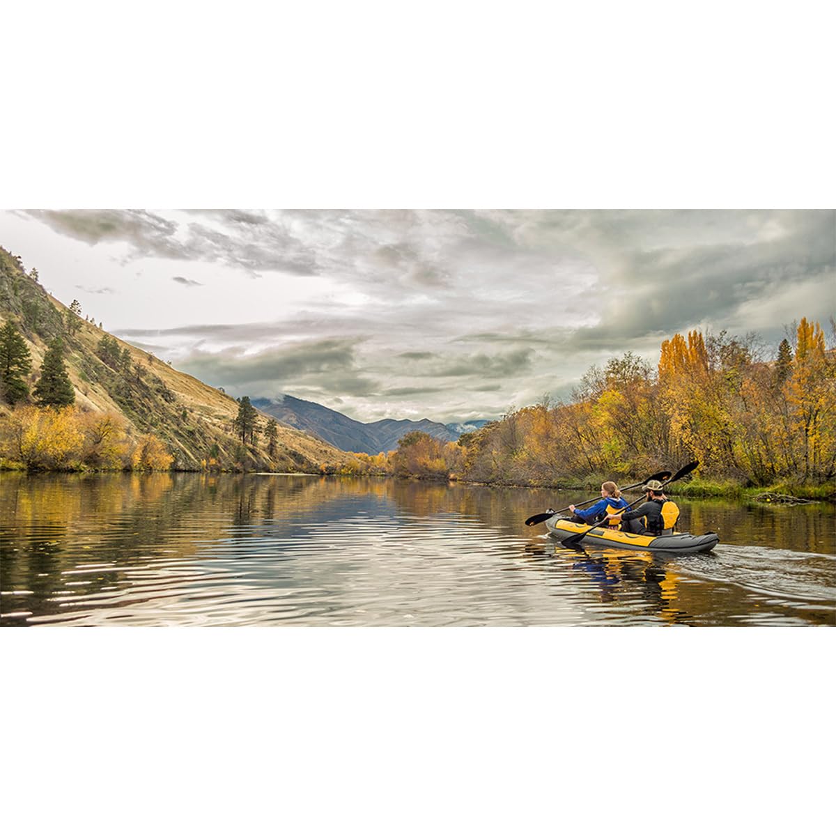Advanced Elements - Island Voyage 2 Inflatable Kayak - Recreational Convertible Kayak - for 1 or 2 Person - 11 ft - Yellow