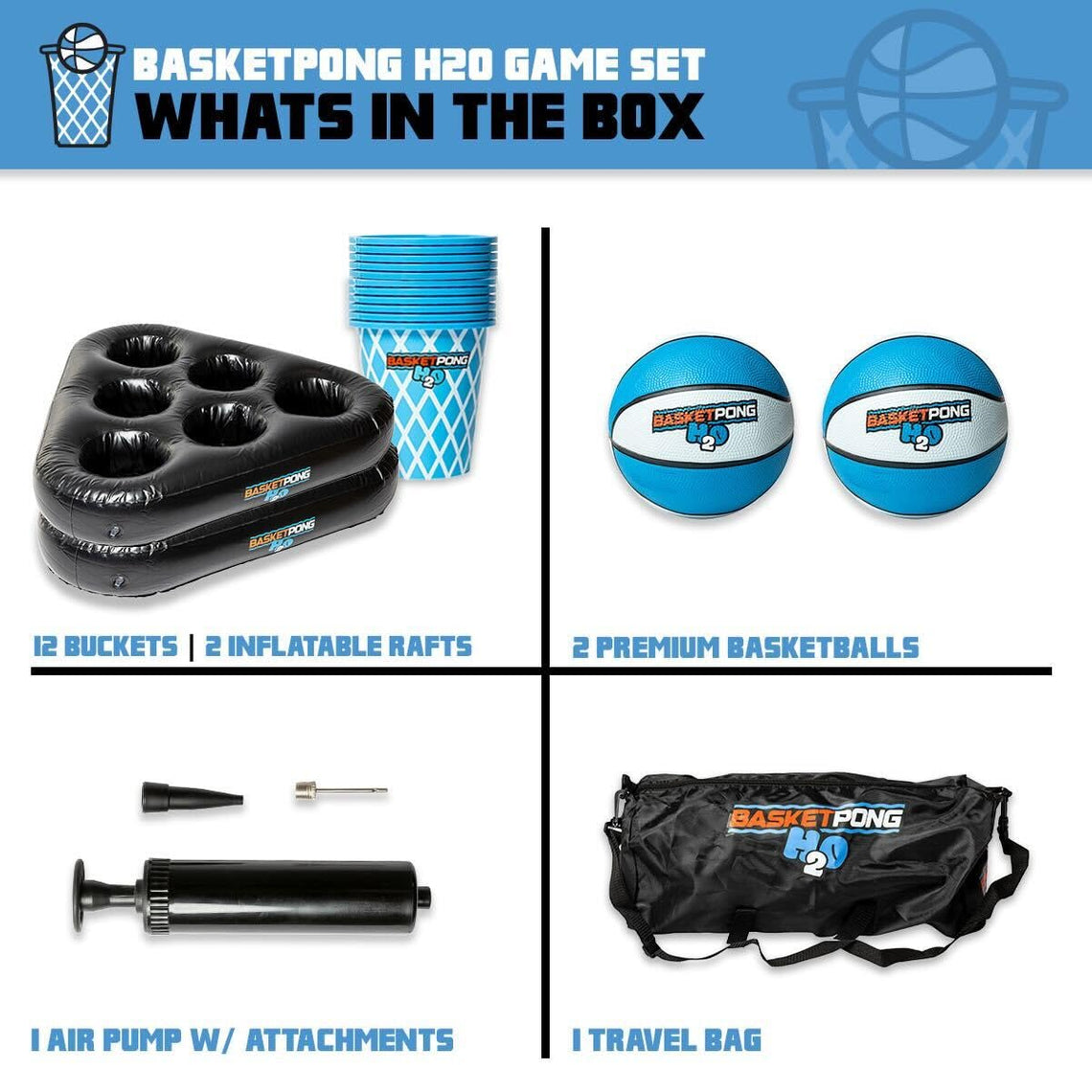 BasketPong H2O Inflatable Pool Pong Game with Accessories