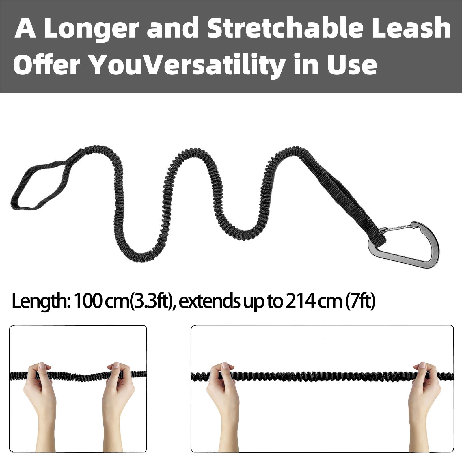 MOOCY 3–7FT Stretchable Kayak Paddle & Rod Leash