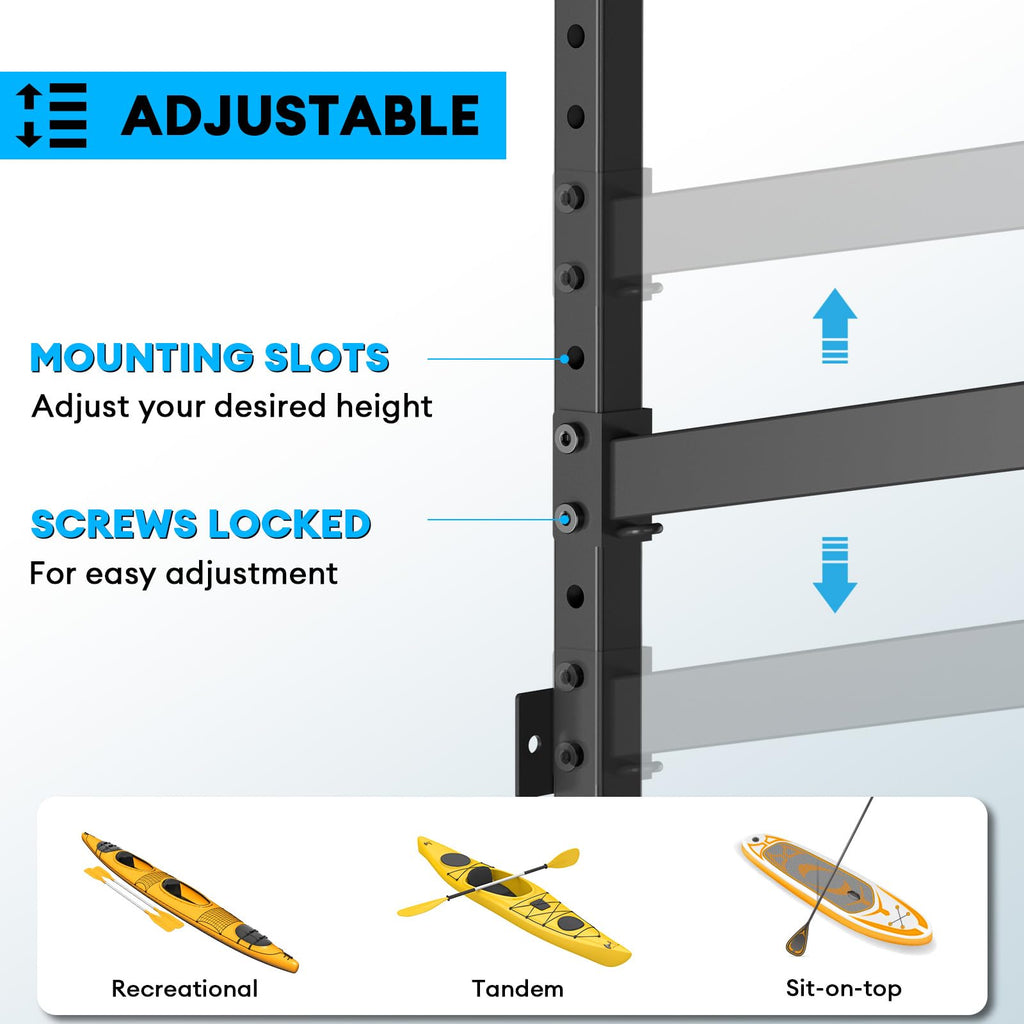 YAJONUE Heavy-Duty Adjustable Wall-Mount Kayak Rack