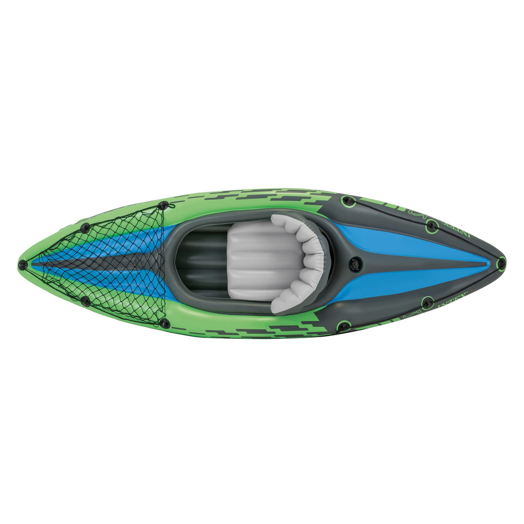 INTEX Challenger Inflatable Kayak Series: Includes Deluxe 86in Kayak Paddles and High-Output Pump – SuperStrong PVC – Adjustable Seat with Backrest – Removable Skeg – Cargo Storage Net