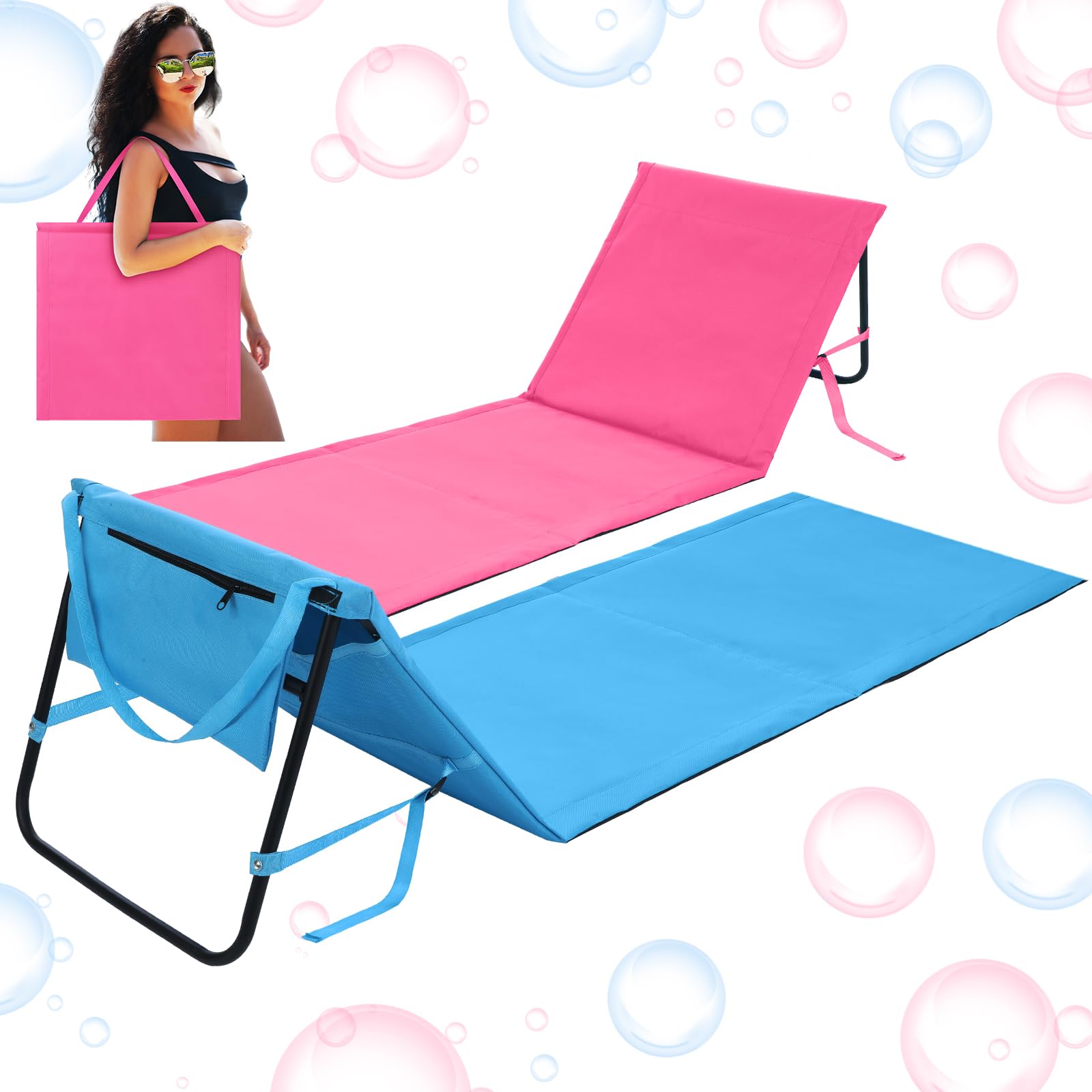Lineshading 2-Pack Foldable Beach Lounge Chairs for Adults
