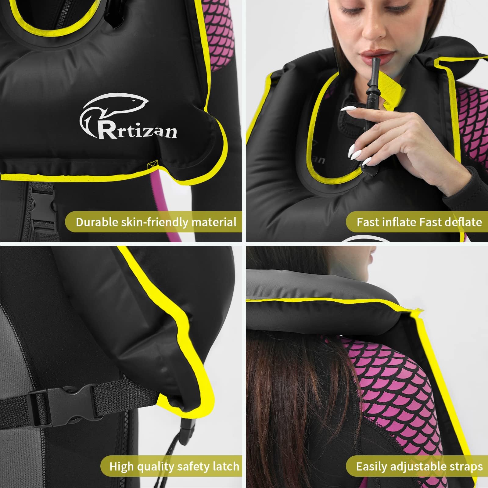 Rrtizan Inflatable Adult Snorkel Vest, 220-LB Capacity