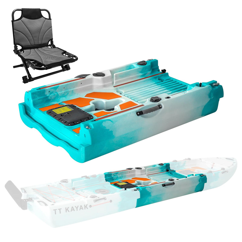 Modular Fishing Kayak with Cart & Paddle, 573 lbs Capacity, 110" Sit-on-Top Kayak, 360° Swivel Seat, 2-Piece Portable Design Fits SUV/Pickup/Van, for Ocean, Lake & River