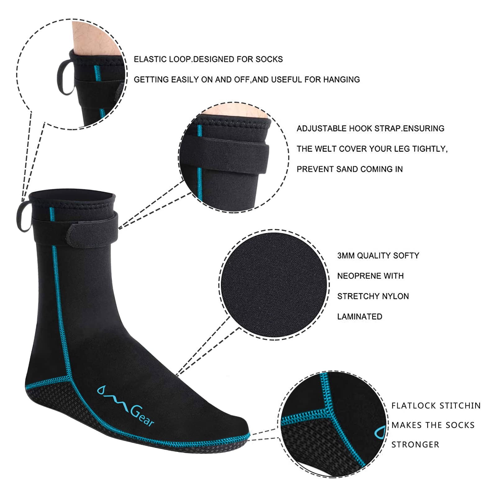 OMGear 3MM/5MM Neoprene Anti-Slip Water Socks