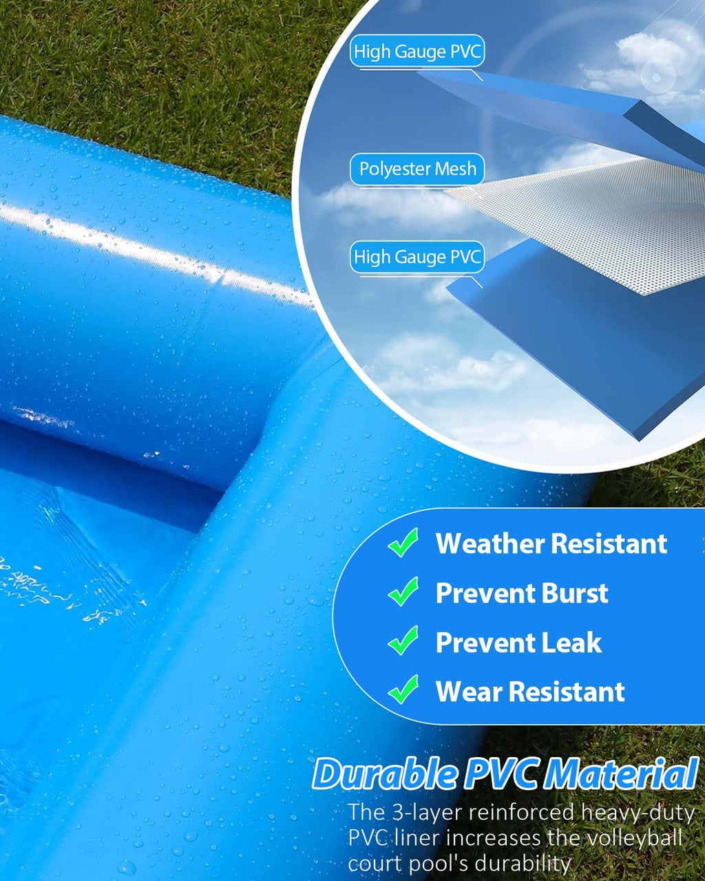 LVAOSTT 2-in-1 Inflatable Volleyball & Soccer Court