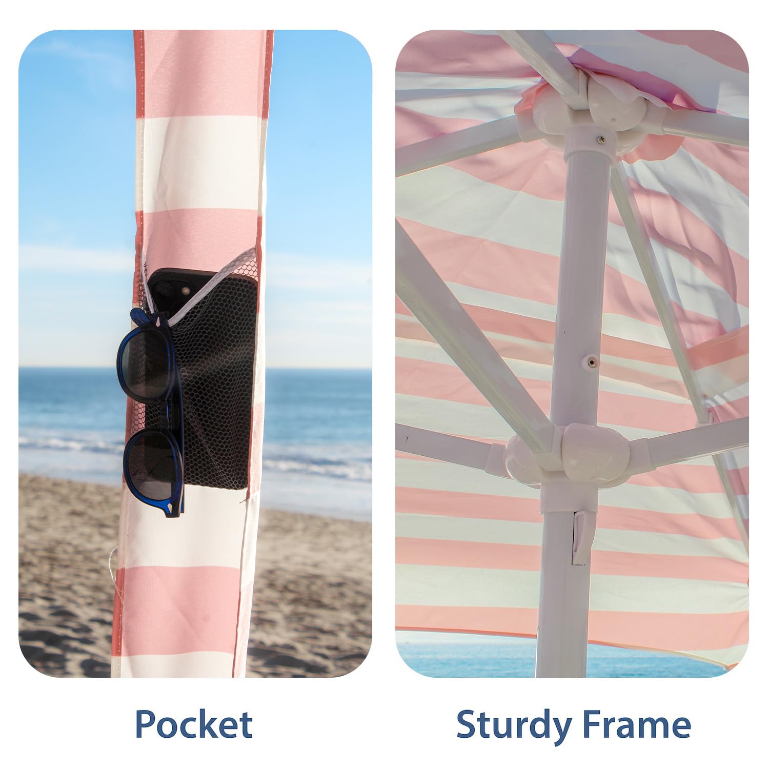 AMMSUN 6.5FT Beach Cabana with Sidewall & Sand Pockets