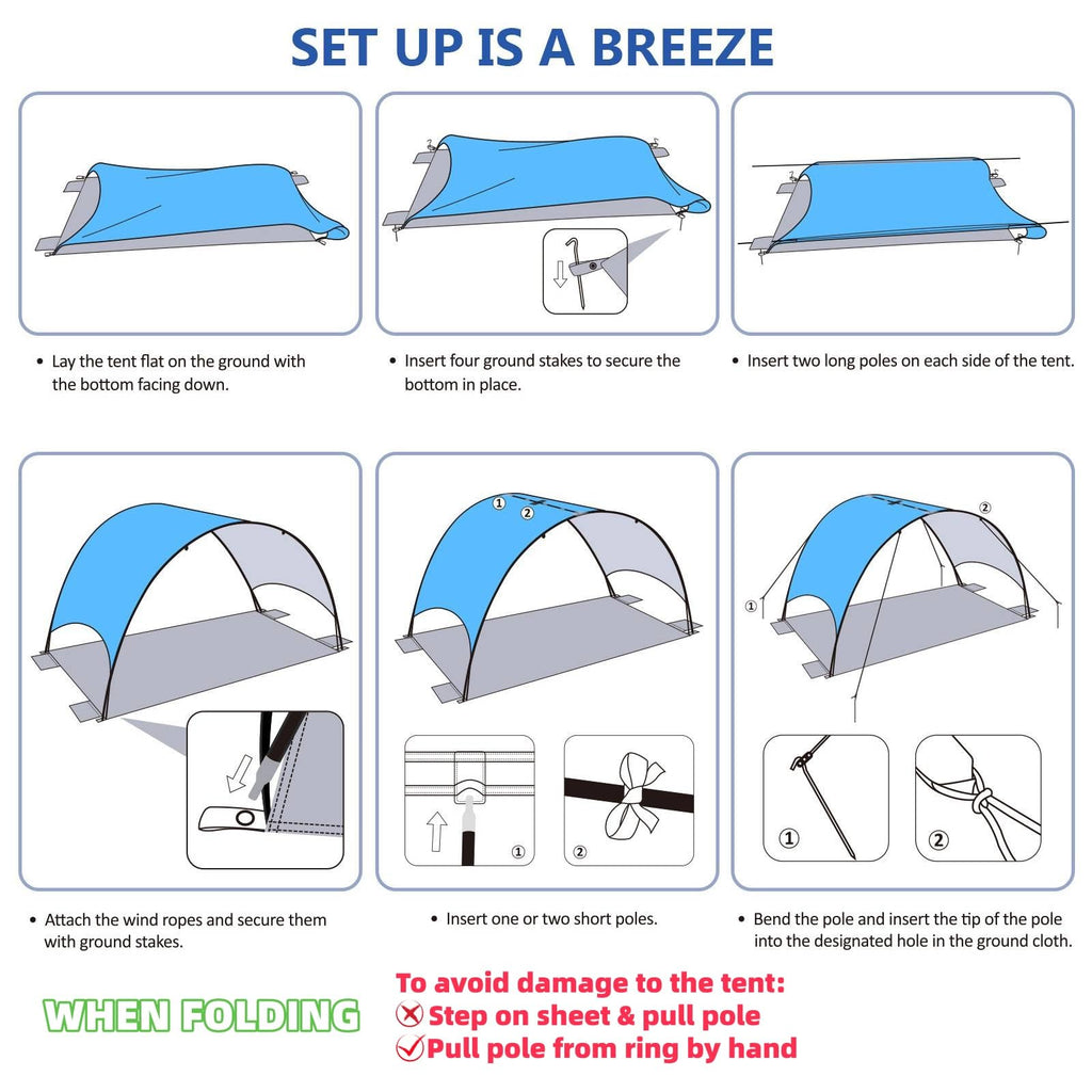 Flycoop UPF 50+ Ventilated Beach Canopy with Sandbags