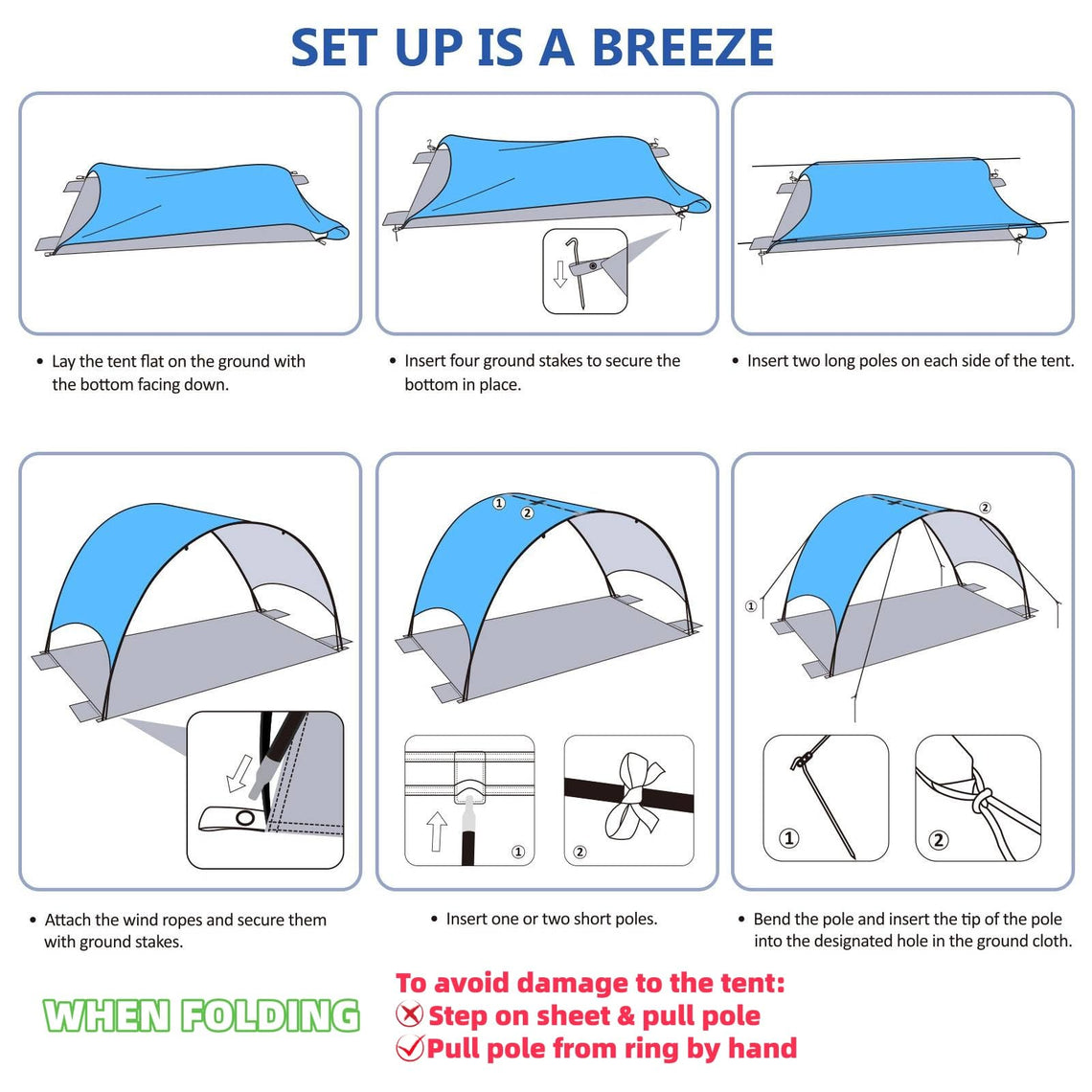 Flycoop UPF 50+ Ventilated Beach Canopy with Sandbags