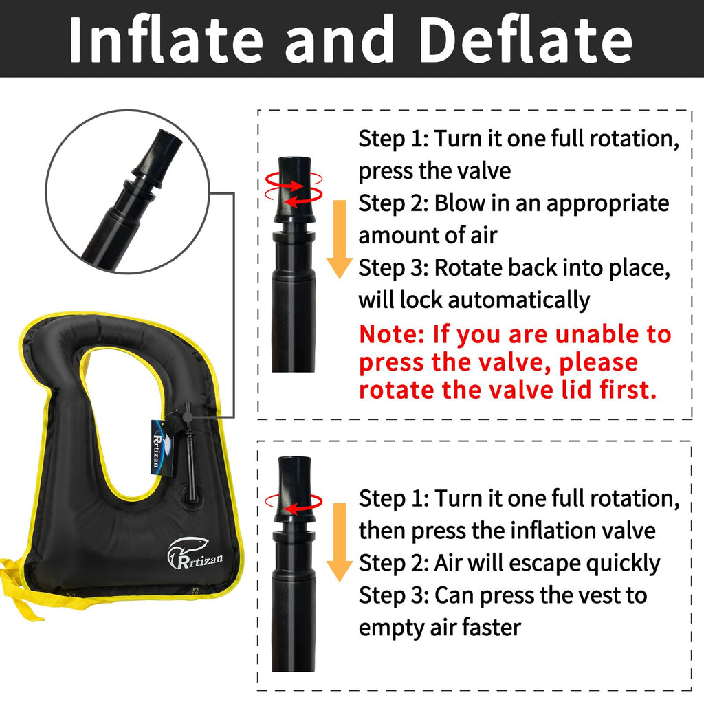 Rrtizan Inflatable Adult Snorkel Vest, 220-LB Capacity