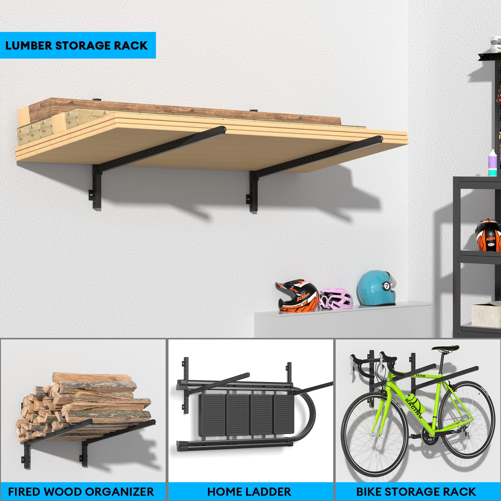 YAJONUE Heavy-Duty Adjustable Wall-Mount Kayak Rack