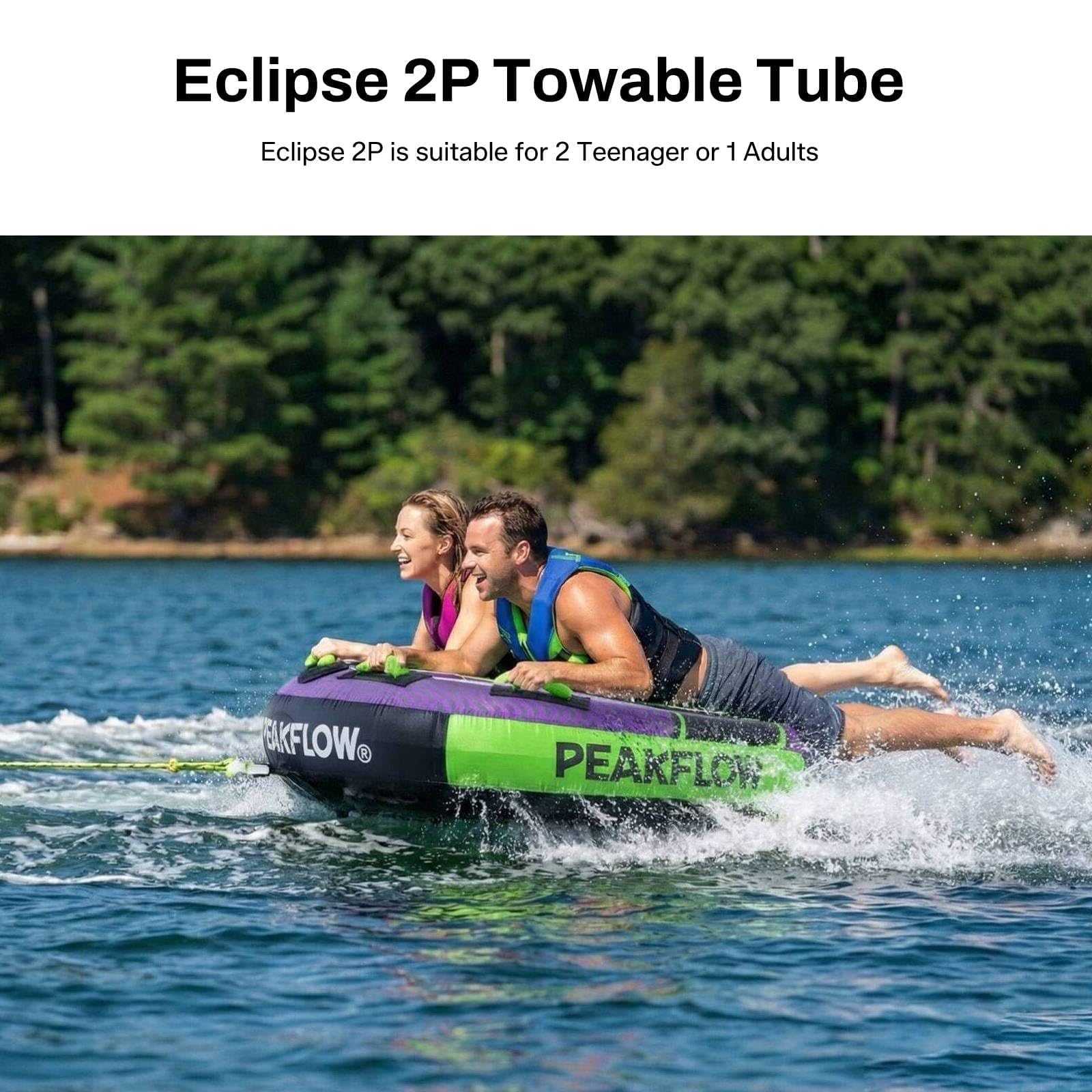 PEAKFLOW 1–3 Person Towable Boat Tube with Nylon Cover