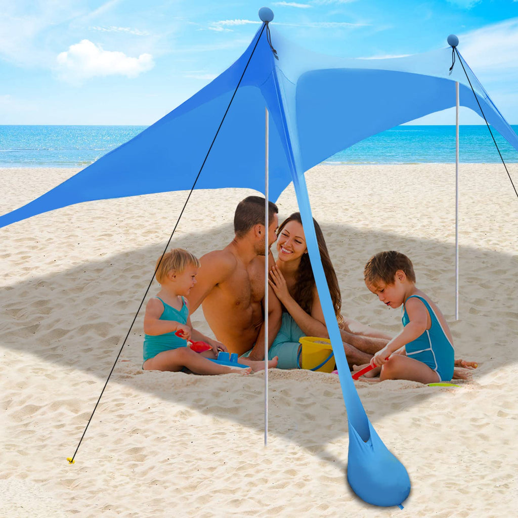 UPF 50+ Beach Canopy Tent with Sandbags & Wind Ropes