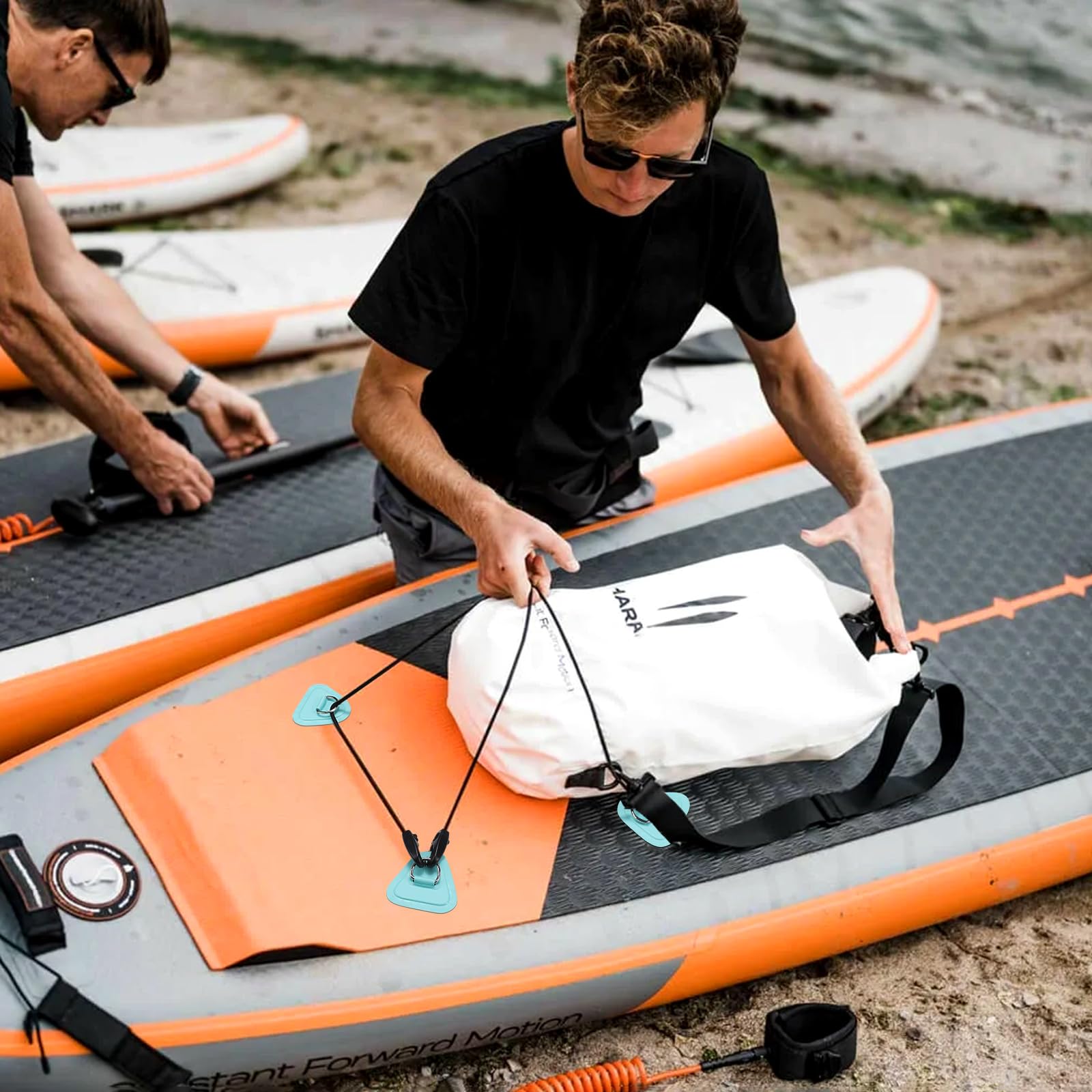 TOBWOLF 4-Piece Stainless Steel SUP D-Ring & Bungee Kit