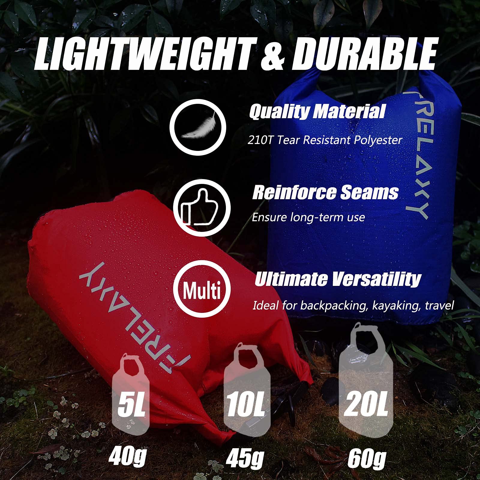 Frelaxy Ultralight Waterproof Dry Bag Set for Outdoors