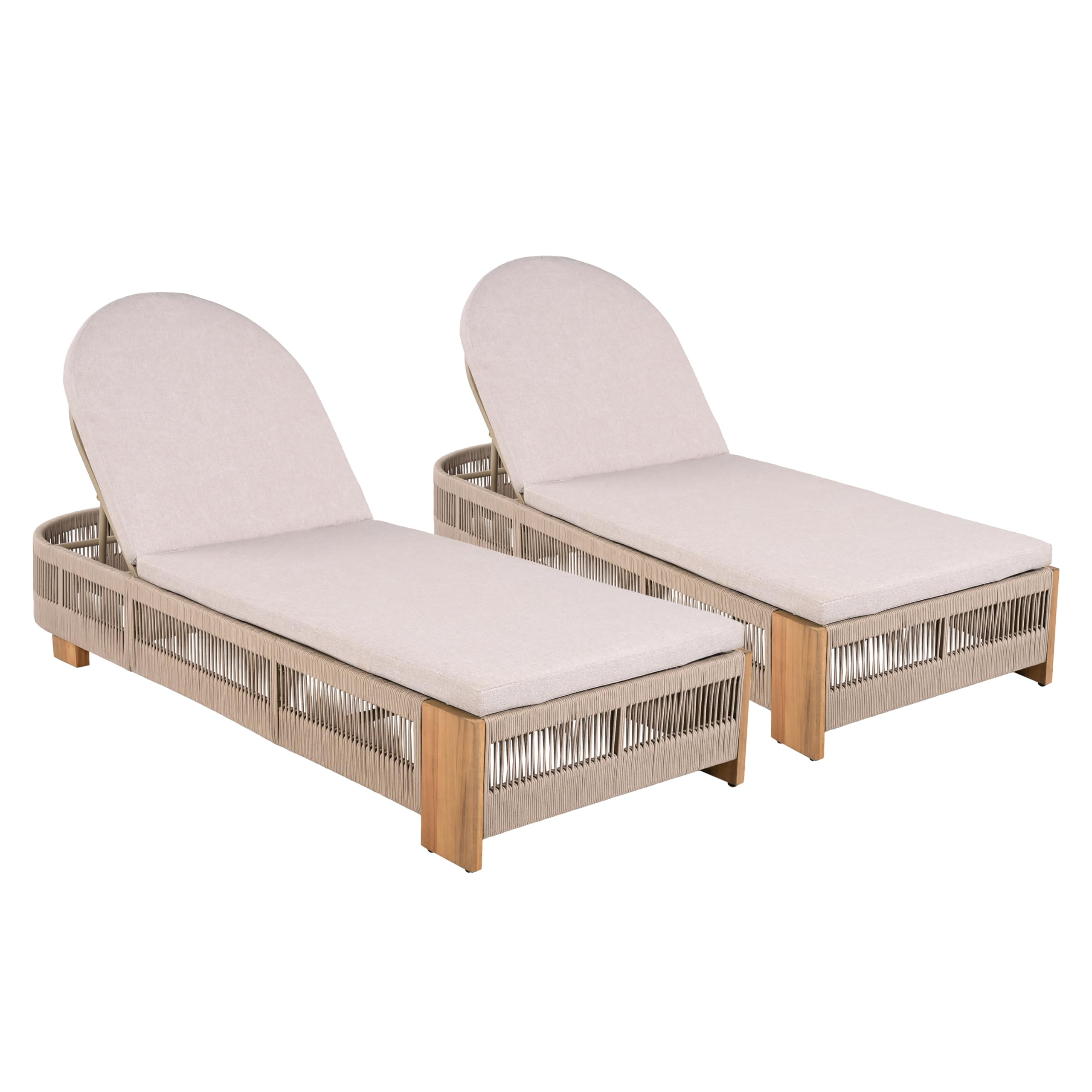 Merax Barva Acacia Wood Patio Club Chairs, 2-Piece Set