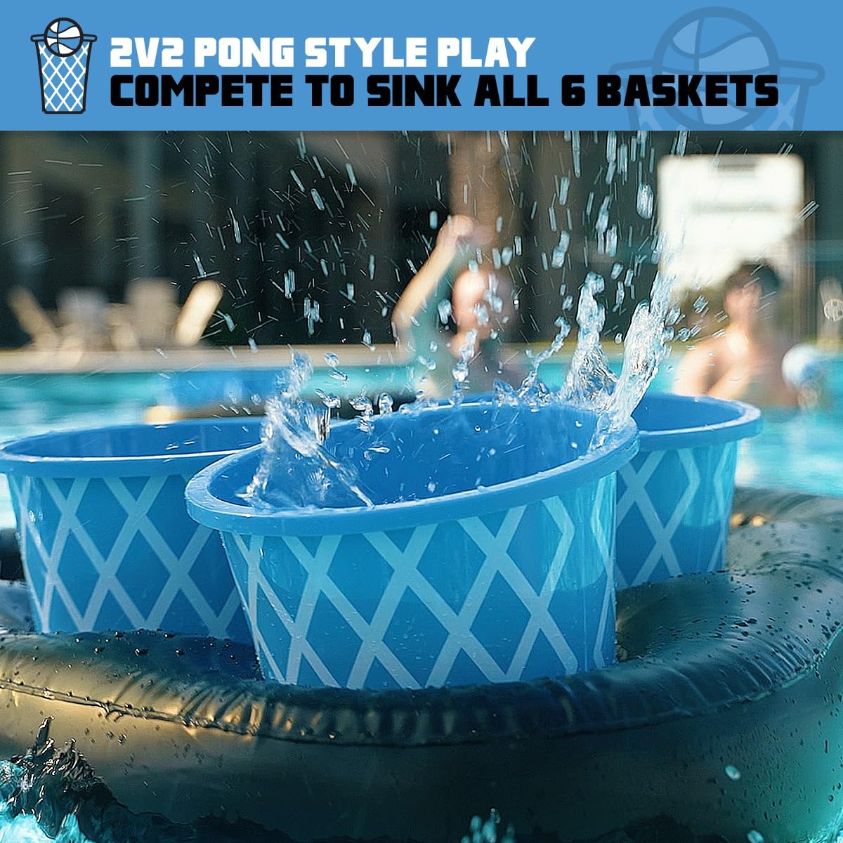BasketPong H2O Inflatable Pool Pong Game with Accessories