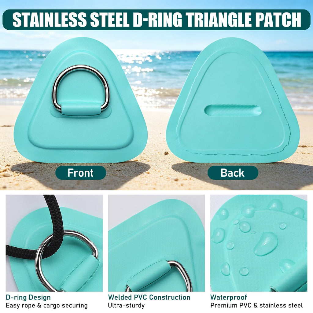 TOBWOLF 4-Piece Stainless Steel SUP D-Ring & Bungee Kit