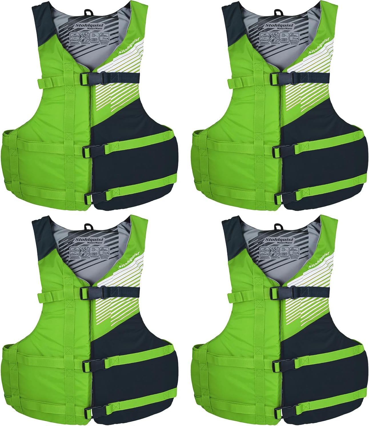Stohlquist Coast Guard Approved Adult Life Jackets, 4-Pack