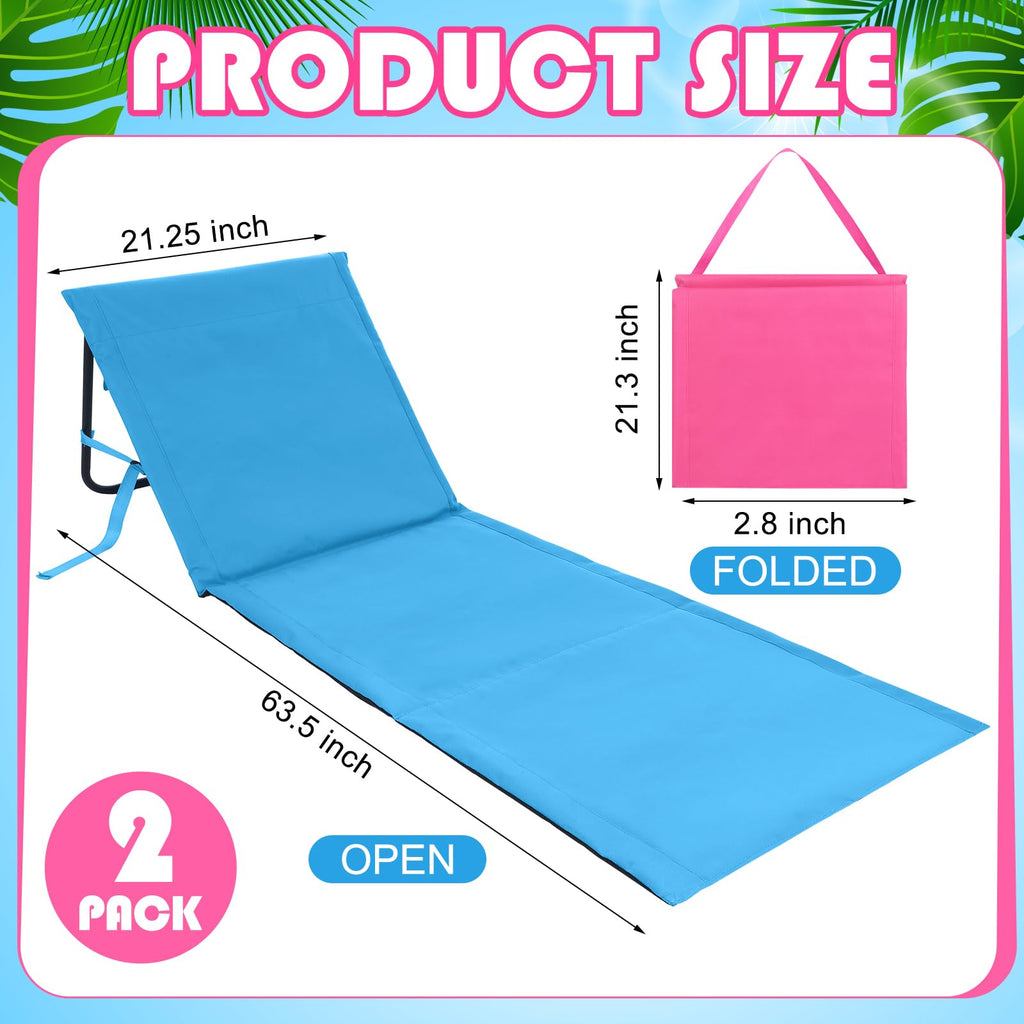 Lineshading 2-Pack Foldable Beach Lounge Chairs for Adults