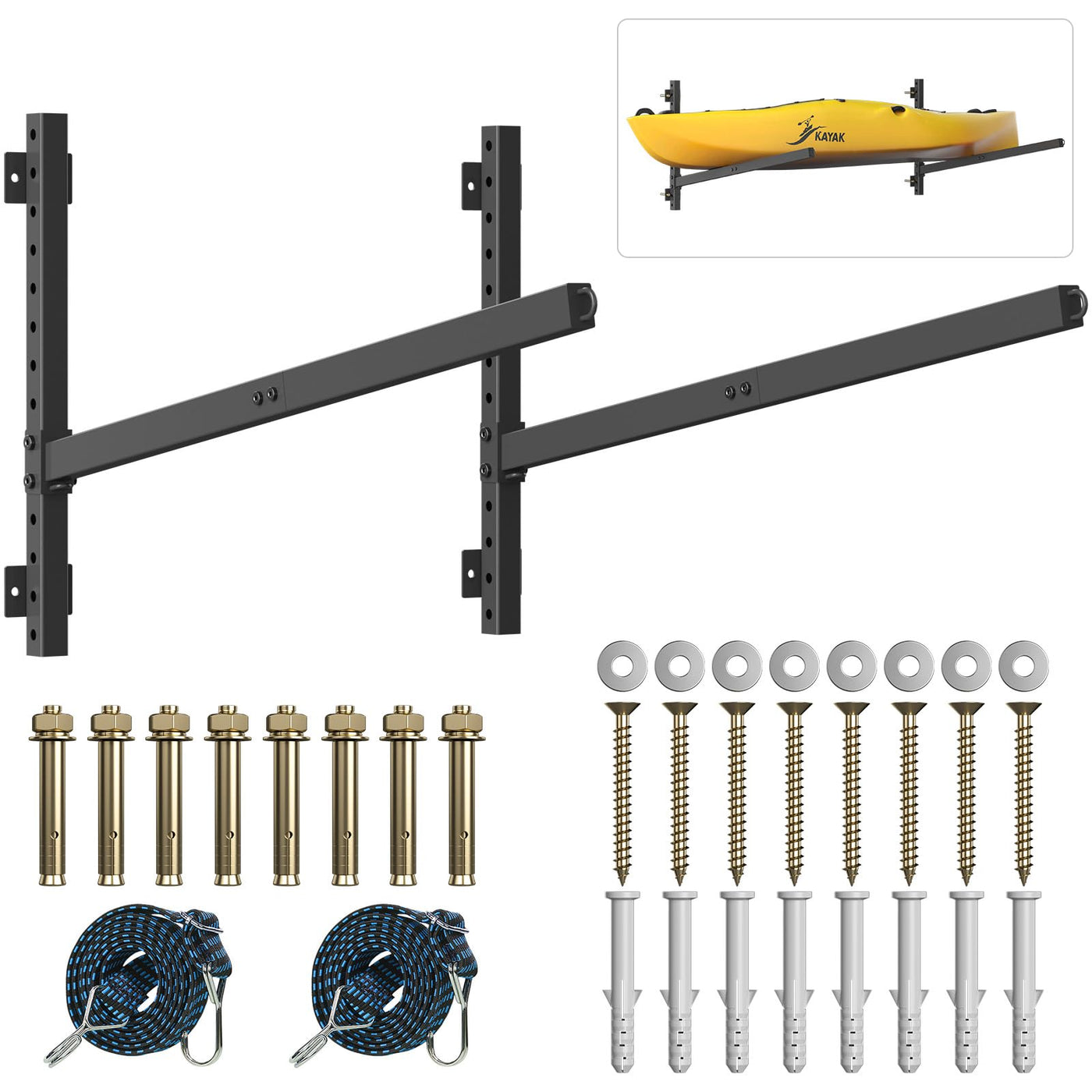 YAJONUE Heavy-Duty Adjustable Wall-Mount Kayak Rack