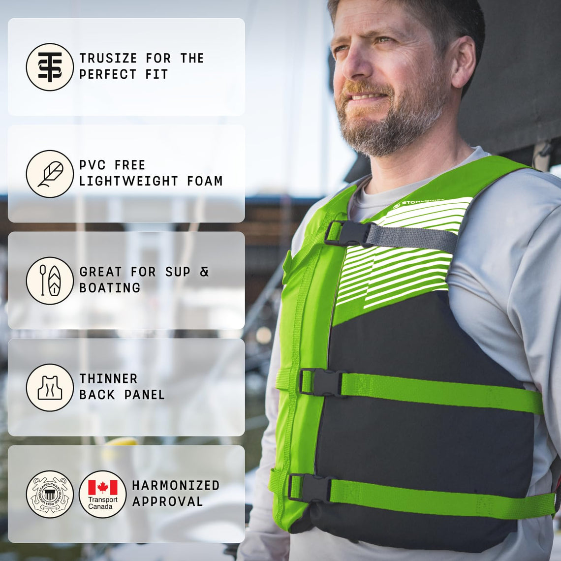 Stohlquist Coast Guard Approved Adult Life Jackets, 4-Pack