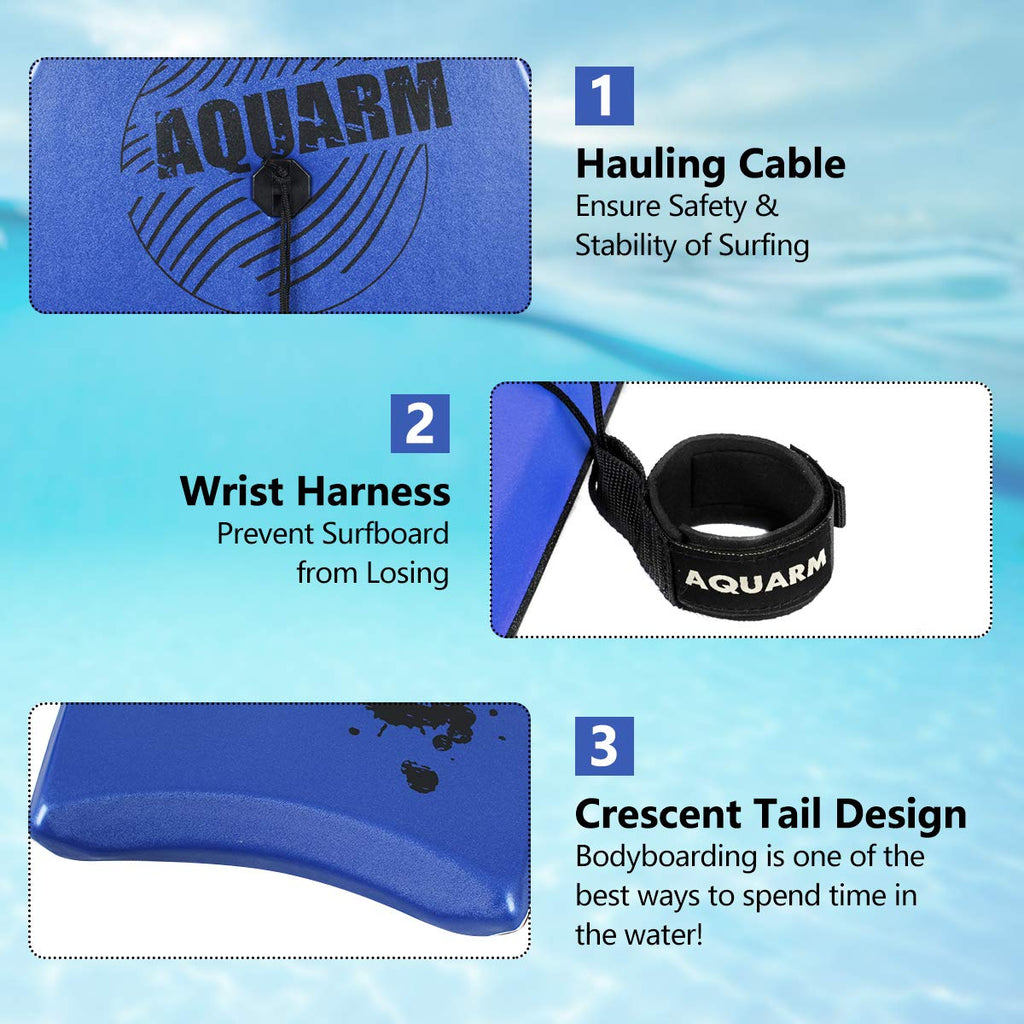 LightZon Bodyboard with Wrist Leash, 33/37/42 Inch