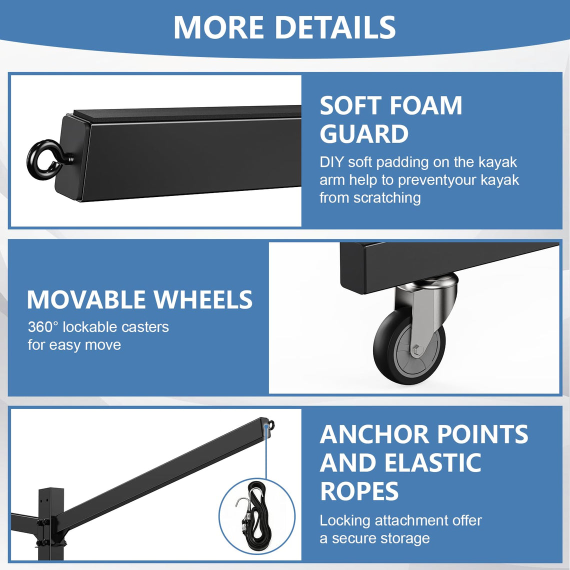 LXVOOEE Heavy-Duty Adjustable Freestanding Kayak Rack