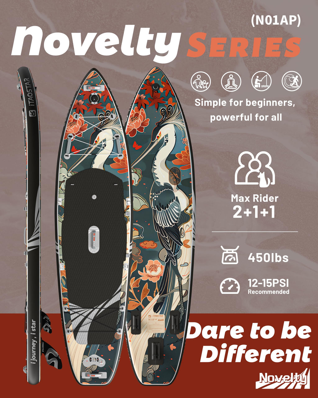 iTAOSTAR Novelty 11'6" x 35" Inflatable Stand Up Paddle Board with Seat- Stable SUP Board for Adults - Portable Paddleboard for Yoga, Surfing, Fishing - Includes Full Accessories Kit