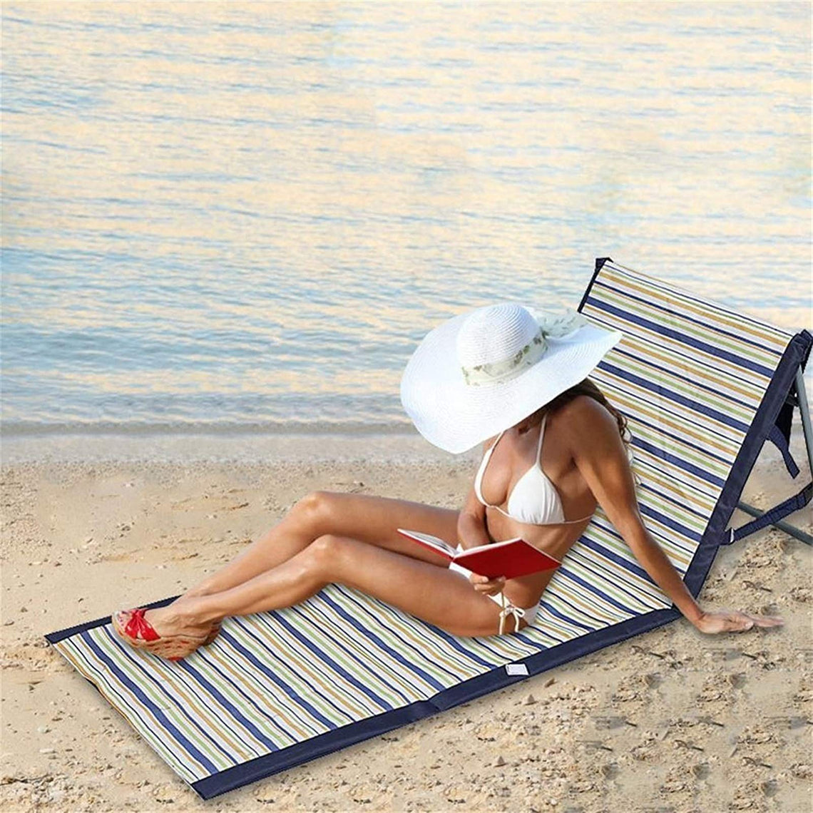 Foldable Waterproof Beach Mat Chair with Backrest