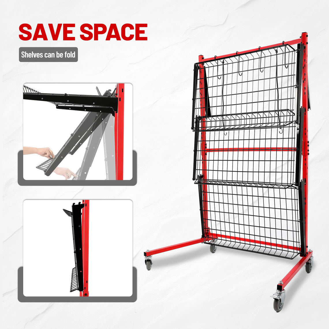 ALMULOO 3-Shelf Auto Body Parts Storage Rack Cart
