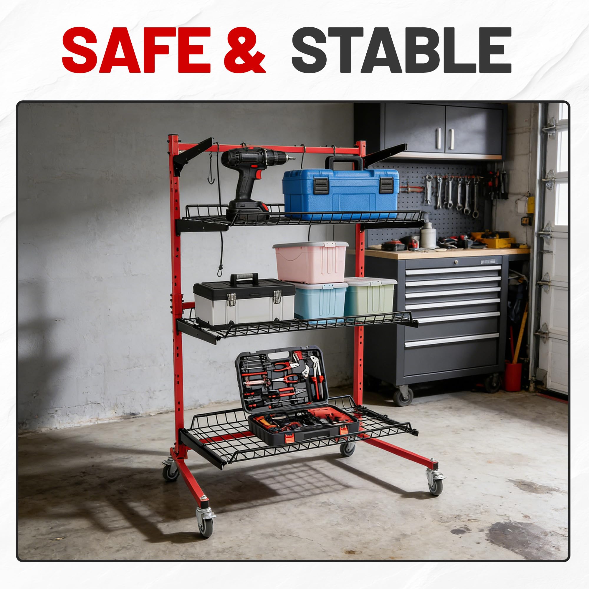 ALMULOO 3-Shelf Auto Body Parts Storage Rack Cart
