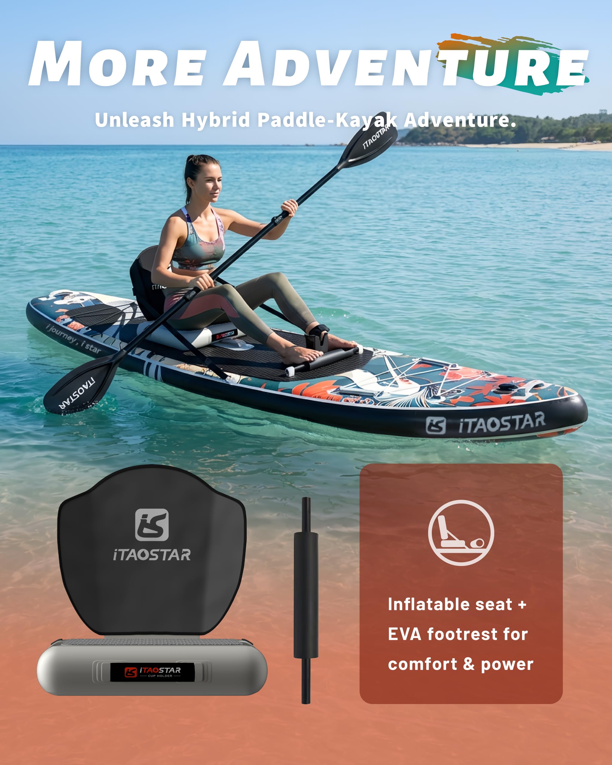 iTAOSTAR Novelty 11'6" x 35" Inflatable Stand Up Paddle Board with Seat- Stable SUP Board for Adults - Portable Paddleboard for Yoga, Surfing, Fishing - Includes Full Accessories Kit