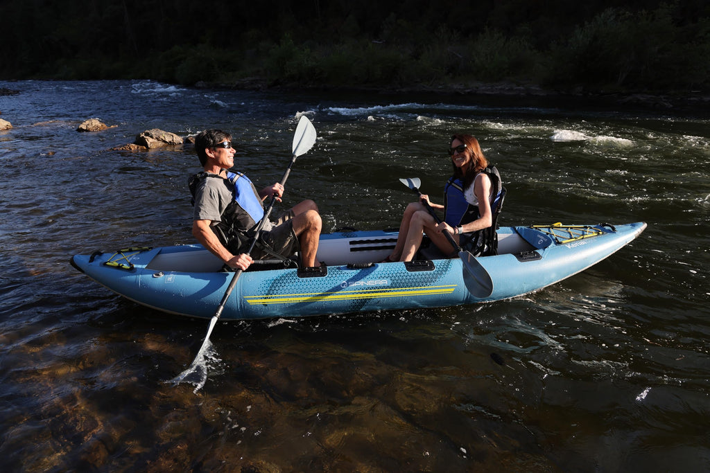 Spinera Kenai 130 Inflatable Kayak,1-2 Person 13' Rec & Fishing Kayak, Light, Durable, Stable, Rigid Welded Tubes, Drop Stitch High Pressure Floor, Pro High Back Frame Seats, Adjustable Footrest