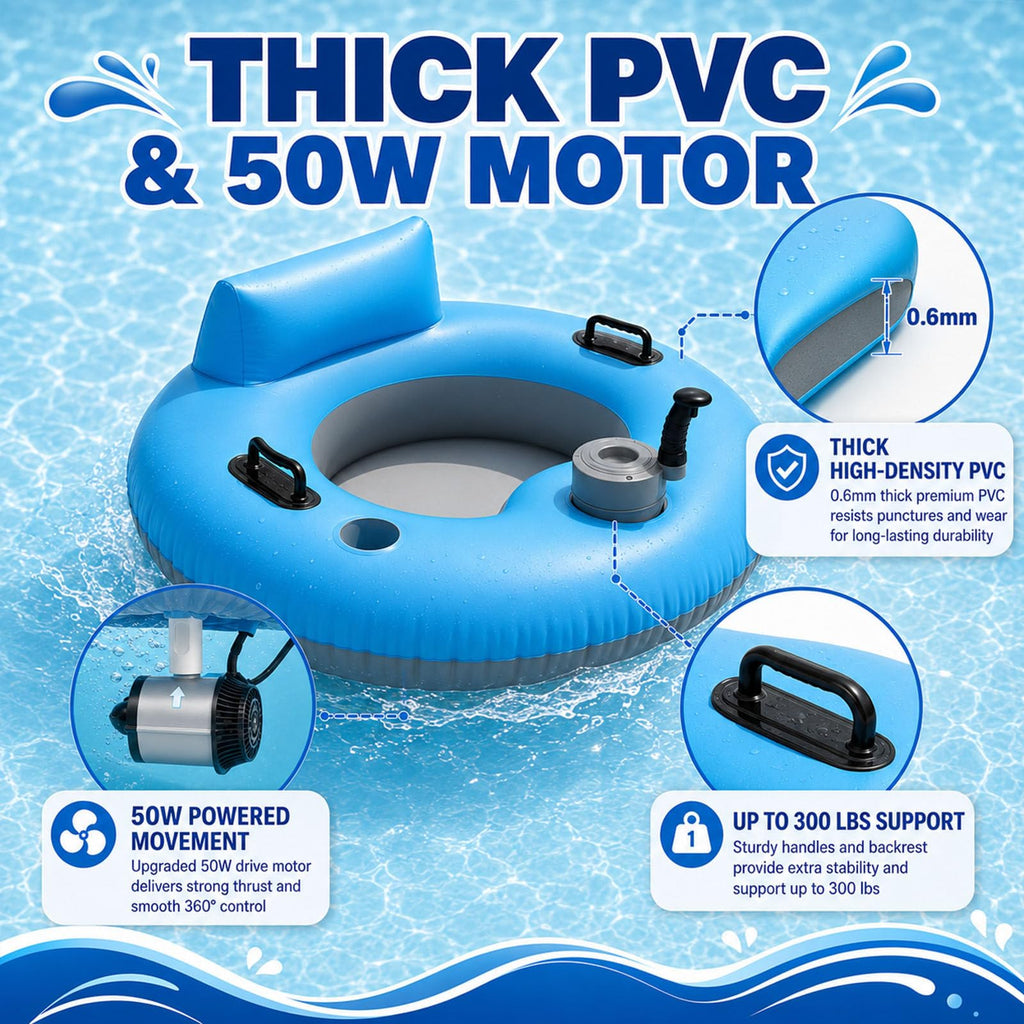 50W Electric Motorized Pool Lounger with Cup Holder