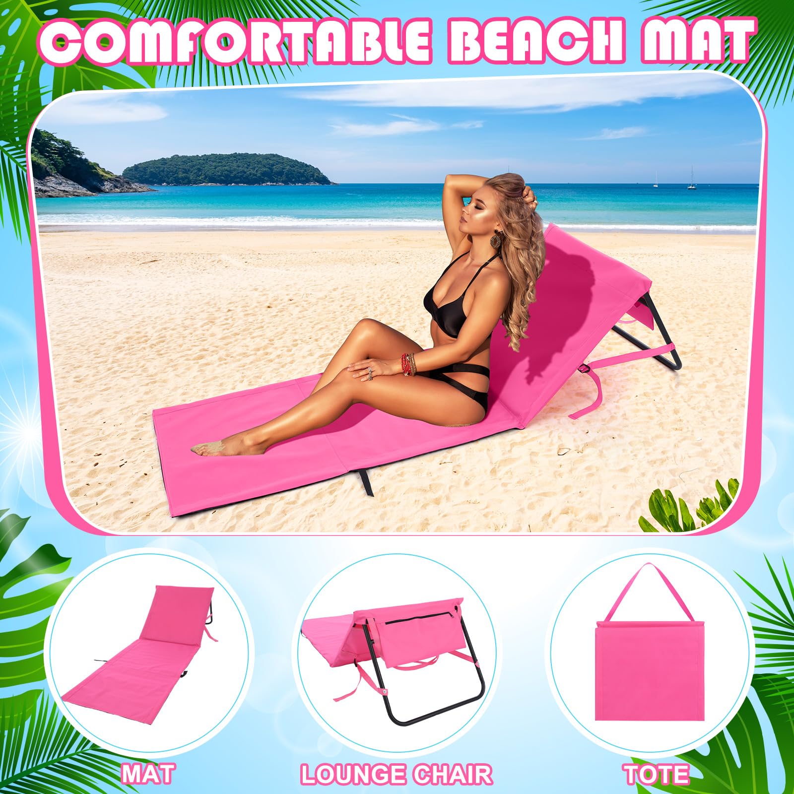 Lineshading 2-Pack Foldable Beach Lounge Chairs for Adults