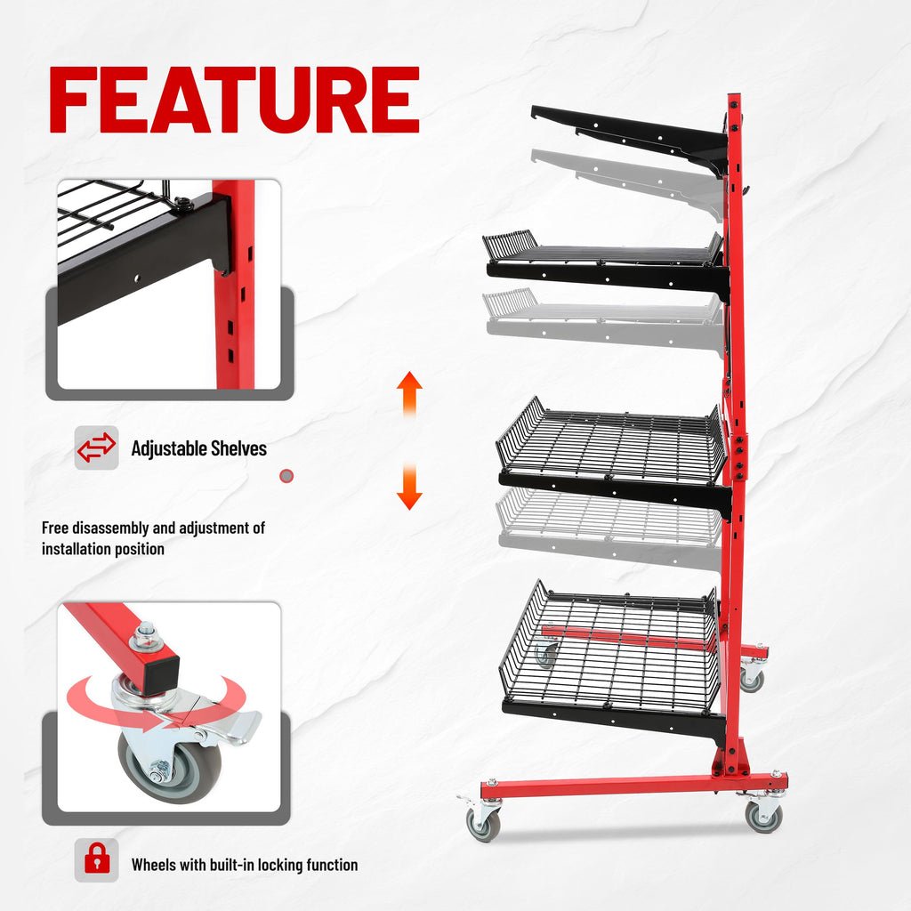 ALMULOO 3-Shelf Auto Body Parts Storage Rack Cart