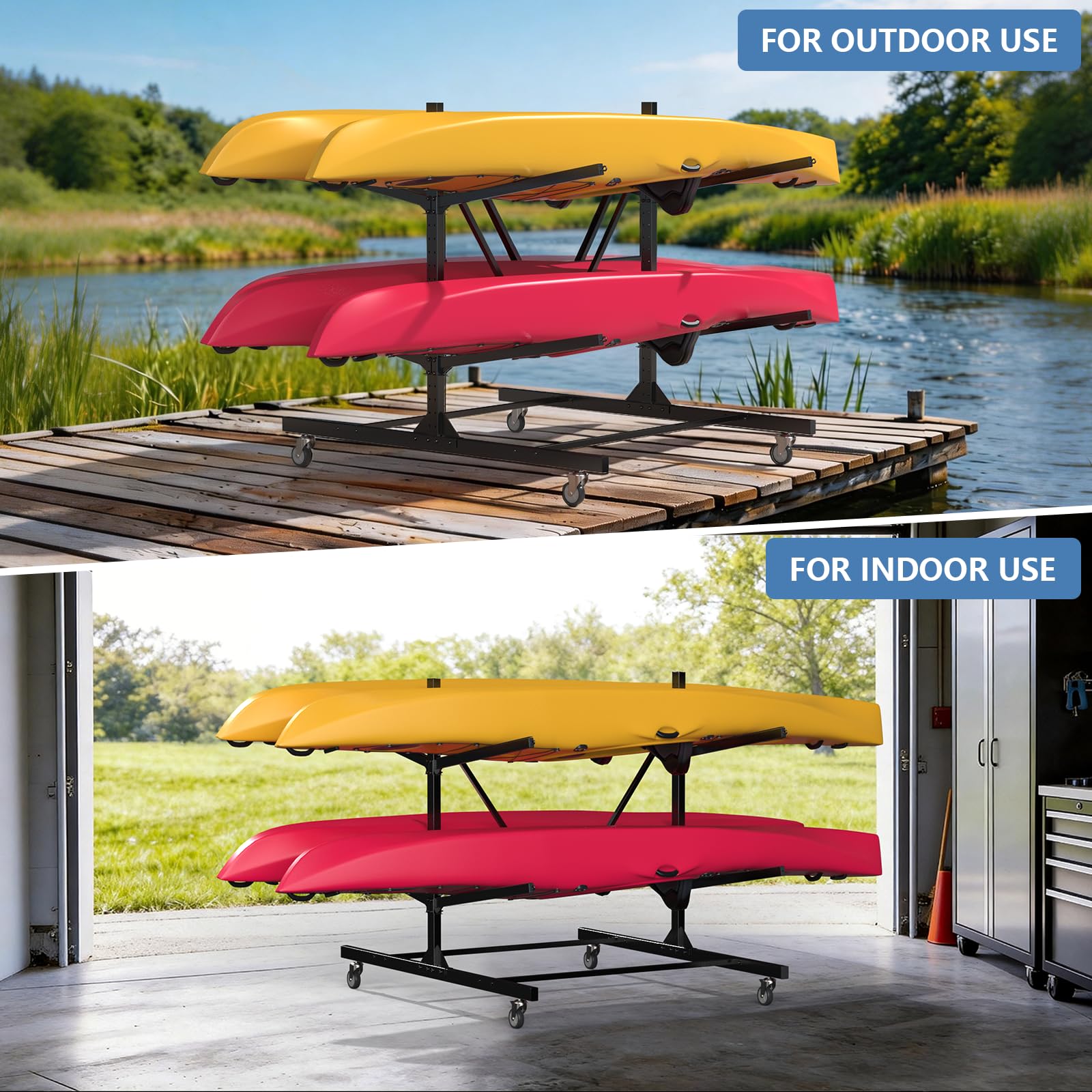 LXVOOEE Heavy-Duty Adjustable Freestanding Kayak Rack