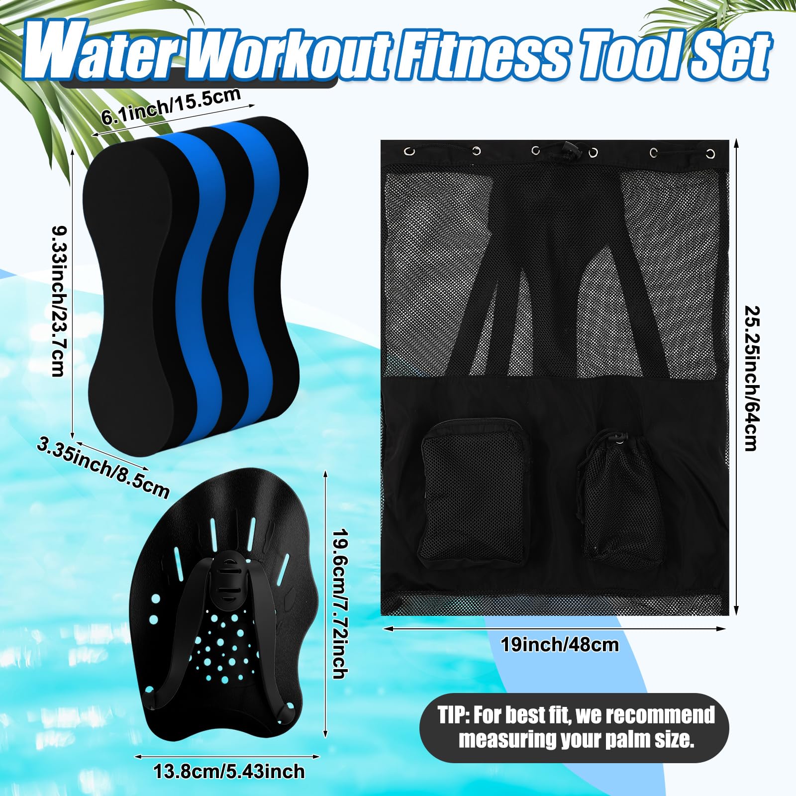 Motionchic 4-Piece Swim Training Set with Pull Buoy