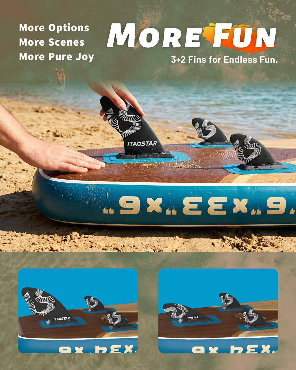 iTAOSTAR Wild 11'×36"/11'6"×34"/12'6"×33" Inflatable Paddle Board with Seat, One-Stop Premium SUP Board Gears, Tailored 5 Fins, Stable Inflatable Stand Up Paddle Boards for Youth/Adults of All Levels