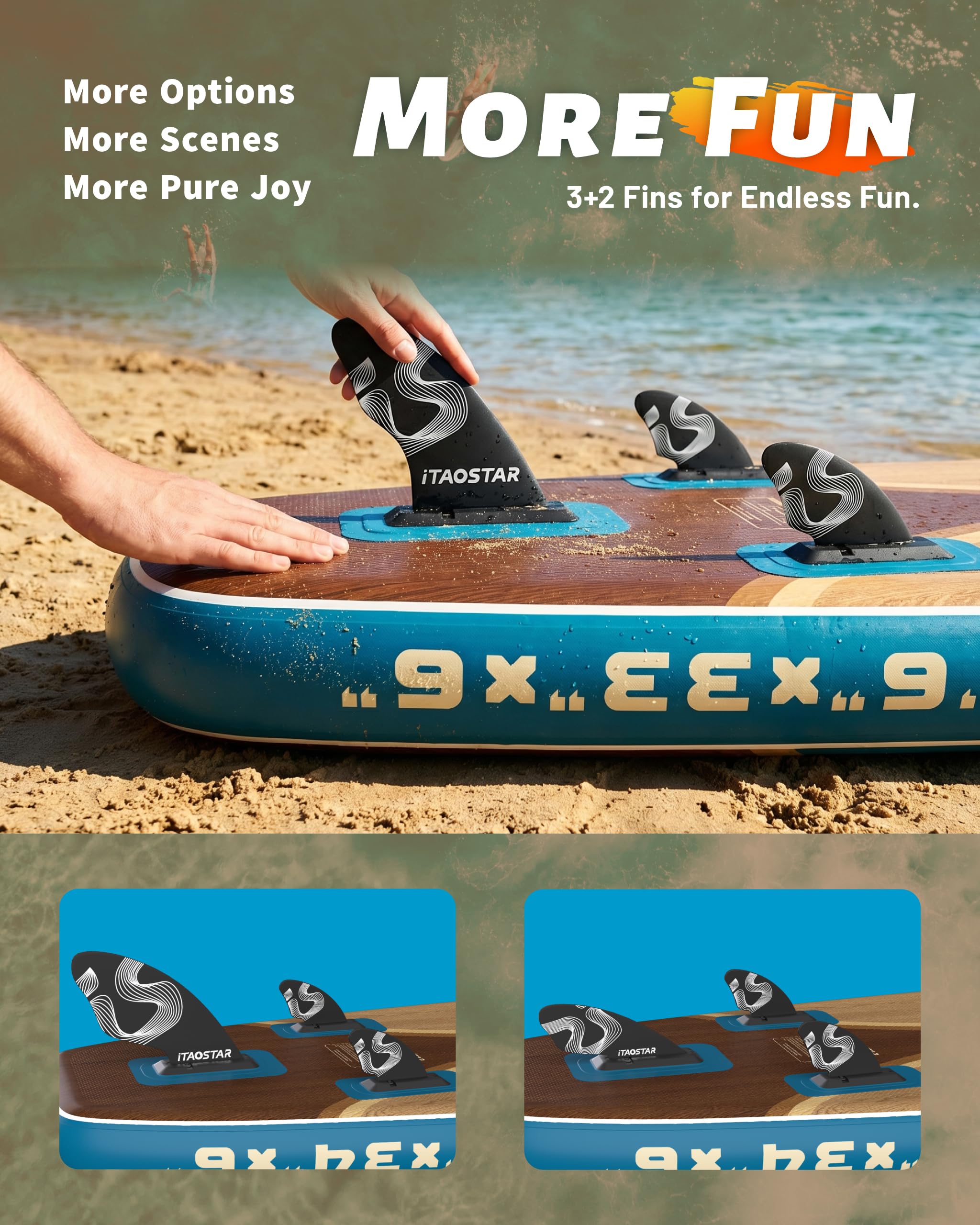 iTAOSTAR Wild 11'×36"/11'6"×34"/12'6"×33" Inflatable Paddle Board with Seat, One-Stop Premium SUP Board Gears, Tailored 5 Fins, Stable Inflatable Stand Up Paddle Boards for Youth/Adults of All Levels
